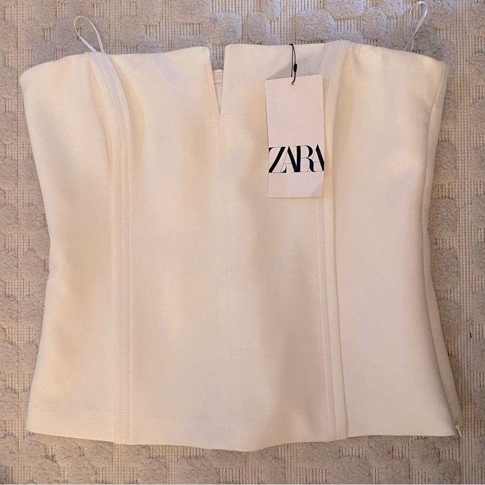 Zara white strapless tube top bustier